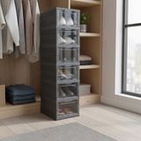 TeknoKapsül Deconox 6 Katlı, Katlanabilir Ayakkabılık, Taşınabilir Çok Amaçlı, Geniş, Katlanabilir Dolap ve Raf, Katlanır Taşınabilir Premium Portatif Organizer Ayakkabılık (25,5cm x 34,5cm x 105,5CM) (Antrasit)
