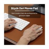TeknoKapsül Deer Pu Deri Mouse Pad Dikişli Kenar Dayanıklı Büyük Boy Çift Yönlü Kullanım Ofis Masa Matı Sümen(K