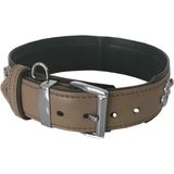 TeknoKapsül Deri Doğal Taşlı Köpek Boyun Tasması 28-33 cm X-Small Taba