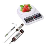 TeknoKapsül Dijital Mutfak Terazisi 10 kg 1 gr Hassasiyet + Dijital Gıda Termometresi Seti - 50°c +300°C | Mutfak, Pastacılık, Et, Tatlı ve Pişirme Ölçüm Seti