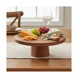 TeknoKapsül Doğal Akasya Ahşap Ayaklı Sunum Tahtası Kesme Panosu - 24.5x9.5x1.5 cm Dekoratif Kahve, Peynir V