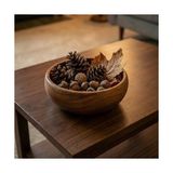 TeknoKapsül Doğal Akasya Ahşap Derin Kase - 22 cm Salata, Meyve Cips Sunum Kasesi - Dekoratif Dayanıklı M