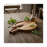 TeknoKapsül Doğal Akasya Yuvarlak Peynir Sunum Tahtası ve Bıçak Seti – 19 cm Ahşap Servis Tepsisi, Yanında Özel Peynir Bıçağı Ile (2 Parça Mini Set) - Option-1 - 51R-Turuncu