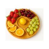 TeknoKapsül Doğal Bambu 5 Bölmeli Sunumluk Tabak | Kahvaltılık, Kuruyemişlik, Meyvelik, Atıştırmalık Servis Tabağı | Şık ve Dayanıklı Tasarım - Option-1 - 51R-Turuncu