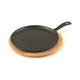 TeknoKapsül Döküm / Pizza / Pancake Tavası, Yuvarlak, Metal Saplı, 26CM, Siyah