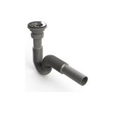 TeknoKapsül Donau Lüx Paslanmaz Gri Lavabo Evye Sifonu 32 mm Çıkışlı
