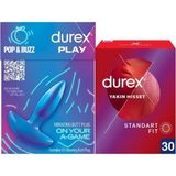 TeknoKapsül Durex Titreşimli Anal Plug Tıkaç + Durex Yakın Hisset Standart Fit Ince Prezervatif 30'lu, Avantaj Paketi