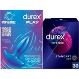 TeknoKapsül Durex Titreşimli Anal Plug Tıkaç, Silikon 8 cm + Durex Intense Uyarıcı Jelli ve Tırtıklı Prezervatif 30'lu - Yeşil