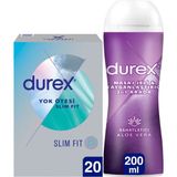 TeknoKapsül Durex Yok Ötesi Slim Fit Ince Prezervatif 20'li + Aloe Vera 2si1 Arada Kayganlaştırıcı & Masaj Jeli 200ML