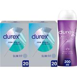 TeknoKapsül Durex Yok Ötesi Slim Fit Ince Prezervatif 40'lı + Aloe Vera 2si1 Arada Kayganlaştırıcı & Masaj Jeli 200 ml