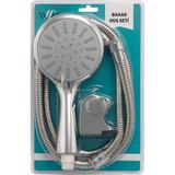 TeknoKapsül Duş Seti, 3 Fonksiyonlu Akış, 150 cm Krom Spiral Hortum, Kirece, Bükülmeye ve Yüksek Basınca Dayanıklı, Kolay Montaj, Duş Takımı - 1 lt