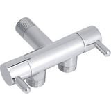 TeknoKapsül Duş Spirali Hortumu Uyumlu Ikili Musluk, 1/2-1/2 Inç Çift Çıkışlı, Aç Kapa Özellikli, Metal Su Bataryası - 1 lt