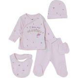 TeknoKapsül Ebebek Hello Baby Hellobaby Kız Bebek 5li Hastane Çıkışı Çiçek Baskılı Çıtçıtlı Zarf Yaka Long Sleeve Patikli - Yeşil