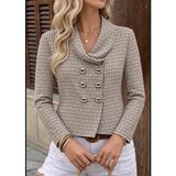 TeknoKapsül Ekose Desenli Kruvaze Blazer Ceket - Beyaz / Xl - 0 - Beyaz