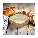 TeknoKapsül El Yapımı Hasır Içi Bezli Kare Ekmeklik ve Dekoratif Kare Hasır Sepet, Hasır Içi Bezli Ekmek Sepeti Kare (20CM*20CM*8CM)