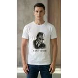 TeknoKapsül Erkek Atatürk Baskılı Tişört Kısa Kollu Bisiklet Yaka T-Shirt - Beyaz - Beyaz / 2XL MY-187661