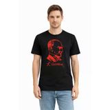 TeknoKapsül Erkek Atatürk Baskılı Tişört Kısa Kollu Bisiklet Yaka T-Shirt - Siyah - Siyah / 2XL MY-187663
