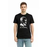 TeknoKapsül Erkek Atatürk Baskılı Tişört Kısa Kollu Bisiklet Yaka T-Shirt - Siyah - Siyah / S MY-187665