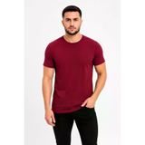 TeknoKapsül Erkek Basic Tişört Bisiklet Yaka Kısa Kol Günlük Yazlık Slim Fit T-Shirt - Bordo - Bordo / XL MY-190091