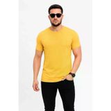 TeknoKapsül Erkek Basic Tişört Bisiklet Yaka Kısa Kol Günlük Yazlık Slim Fit T-Shirt - Sarı - Sarı / L MY-190092