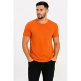 TeknoKapsül Erkek Basic Tişört Bisiklet Yaka Kısa Kol Günlük Yazlık Slim Fit T-Shirt - Turuncu - Turuncu / S MY-190086