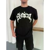 TeknoKapsül Erkek Bisiklet Yaka Ön Baskılı Kısa Kollu Tişört Streetwear Günlük Basic Pamuklu T-shirt - Siyah - Siyah / 2XL MY-184272