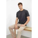 TeknoKapsül Erkek Bisiklet Yaka Tişört Regular Kalıp Basic Pamuklu Günlük Kullanım T-shirt - Füme - Füme / L MY-184262