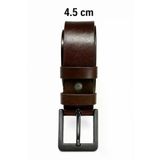 TeknoKapsül Erkek Hakiki Deri 4.5 Cm Kot Ve Kumaş Pantolon Kemeri Metal Tokalı Kahverengi - Kahverengi / 105 cm MY-194047