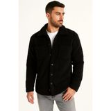 TeknoKapsül Erkek Pelüş Polar Hırka Gömlek – Yakalı, İlik Düğmeli, Göğüs Cepli, Yumuşak Dokulu Kışlık Regular Fit Rahat Günlük Model - Siyah - Siyah / 2XL MY-174881