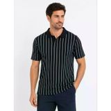 TeknoKapsül Erkek Pike Kumaş Çizgili Polo Yaka Tişört Kısa Kol Yazlık T-Shirt - Siyah - Siyah / M MY-189014