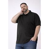 TeknoKapsül Erkek Pike Kumaş Düğmeli Yaka Battal Büyük Beden Günlük Kısa Kol Tişört T-shirt - Siyah - Siyah / 3XL MY-181994