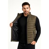 TeknoKapsül Erkek Şişme Fermuarlı Yelek Su Itici Kapitone Astarlı Kumaş Cepli Hafif Kışlık Spor Rahat Kalıp - Haki - Haki / 2XL MY-178314
