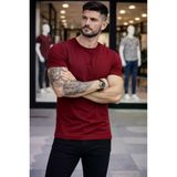 TeknoKapsül Erkek T-Shirt Bisiklet Yaka Slim Fit Dar Kesim Likralı Tişört Günlük Basic Body - Bordo - Bordo / S MY-184099