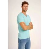 TeknoKapsül Erkek T-Shirt V Yaka Slim Fit Dar Kesim Likralı Tişört Günlük Basic Body - Turkuvaz - Turkuaz / 2XL MY-184023