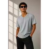 TeknoKapsül Erkek V Yaka Basic Tişört Kısa Kol Yazlık Regular Fit T-Shirt - Gri - Gri / 2XL MY-189120