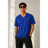TeknoKapsül Erkek V Yaka Basic Tişört Kısa Kol Yazlık Regular Fit T-Shirt - Saks Mavisi - Saks Mavisi / S MY-189121