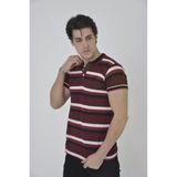 TeknoKapsül Erkek Yakalı Slim Fit Dokuma Çizgili T-Shirt - Bordo - Bordo / L MY-97366