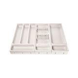 TeknoKapsül Flexispace 899430 Mutfak Gereçleri Için Çekmece Düzenleyici, Plastik, Beyaz, 37 x 22 x 4,5 cm