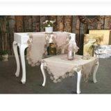 TeknoKapsül Flowers Model Kapiçino 5 Parça Keten Dantelli Runner Seti Zarif Salon Takımı BZ-CKH1845