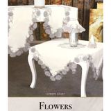 TeknoKapsül Flowers Model Krem 5 Parça Keten Dantelli Runner Seti Lüks Salon Takımı BZ-CKH1849