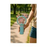TeknoKapsül Geyik Boynuzlu Mini El Fanı, 20 cm Taşınabilir Şarjlı Masaüstü Fan, Tek Kademeli Hız, Kompakt Fan Tasarımı, 7 cm Çaplı Vantilatör, USB Şarjlı, Çocuklar Için Uygun - 001-Siyah