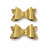 TeknoKapsül Glitter Detaylı Fiyonk Saç Tokası 2'li Set 6x3 Cm Gold Simli YTTG-TGA0339