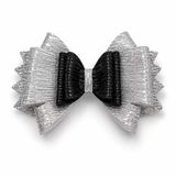 TeknoKapsül Glitter Detaylı Fiyonk Saç Tokası 9x6 Cm Gri - Siyah YTTG-TGA0352