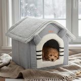 TeknoKapsül Gobypet Klasik Çatılı Kedi Evi ve Küçük Irk Köpek Kulübesi ve Yuvası – Minderli Peluş Iç Mekan Yatağı, Fermuarlı Üst Bölüm, Taşınabilir Ev Tipi Yuva - 11 x 43 cm
