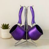 TeknoKapsül Granit Çelik Cezve Seti 4'lü (230/280/380 ml) Metal Standlı BZ-9B2B7694DF70B04585