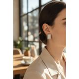 TeknoKapsül Gümüş Renk Full Zirkon Taşlı Kare Halka Kadın Küpe BZ-BKP11894