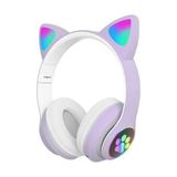 TeknoKapsül H10 Cat Kedili LED Işıklı Kafaüstü Bluetooth Kulaklık (Lila Mor) - -- - Option-1