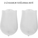 TeknoKapsül Hamur Torbası 2 Li Set Orta ve Büyük Hamur Silikon Şeffaf Yoğurma Torbası Ekmek Makarna Mantı Yoğur (5643) - Beyaz - Şeffaf