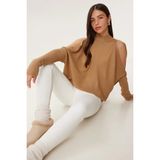 TeknoKapsül Happiness Istanbul Kadın Bisküvi Cut Out Detaylı Oversize Triko Kazak AS00015 - Kırmızı