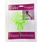 TeknoKapsül Happy Birthday Yazılı Fiyonklu Pasta Kek Çubuğu Yeşil Renk CC-CSM-2260